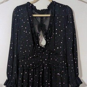 Black & Silver Star mini swing dress
